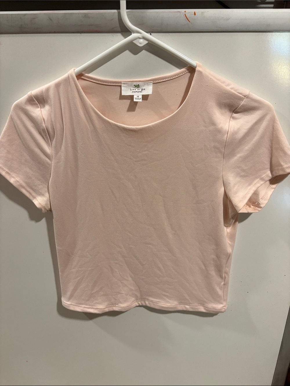 Light Pink Short Sleeve Crewneck Tee by Live in the moment